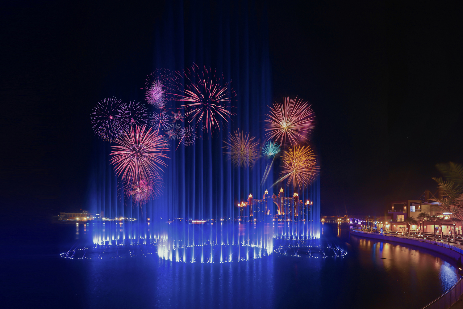 Fireworks and Fountain show at The Palm Jumeirah