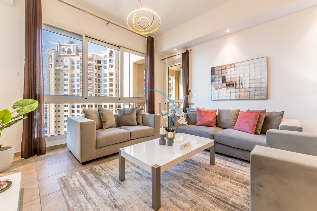 Вид на бассейн и море 2BR с диваном-кроватью, Marina Residences 1