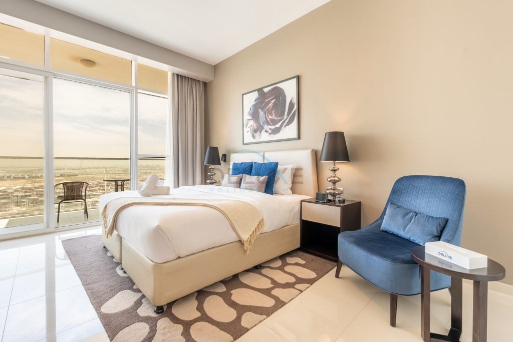 High-Rise Studio Near the Golf Club and Mall with a Community View,Damac Hills Artesia Tower D